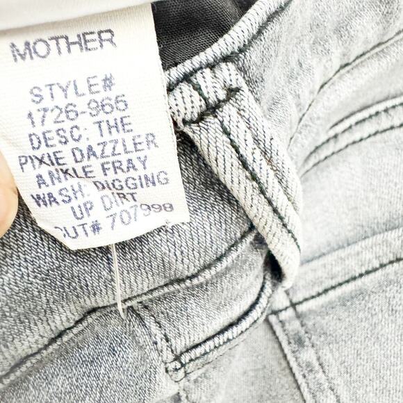 Mother The Pixie Dazzler Ankle Fray Digging Up Dirt Charcoal Denim Jeans Size 25 - Picture 7 of 10